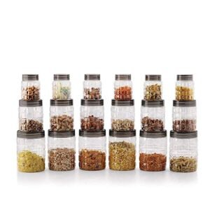 CELLO Checkers PET Canister Set of 18 (300ml x 6, 650ml x 6, 1200 x 6), Transparent| Food grade | Stackable | For Grains, Pulses, Spice, Cereals, Cookies, Dry Fruits | Fridge Storage Container  Amazon.in: Toys & Games